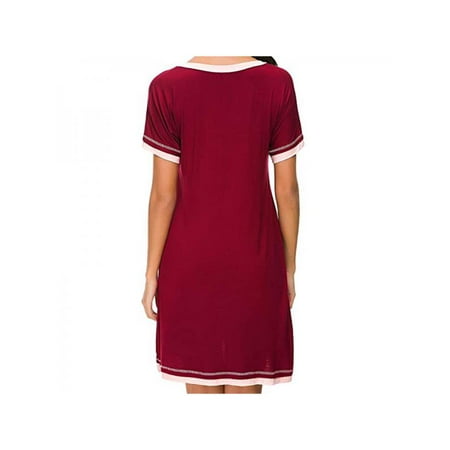 

Women Pajamas Cotton Nightdress Round Neck Short Sleeve Lingerie Home Clothing