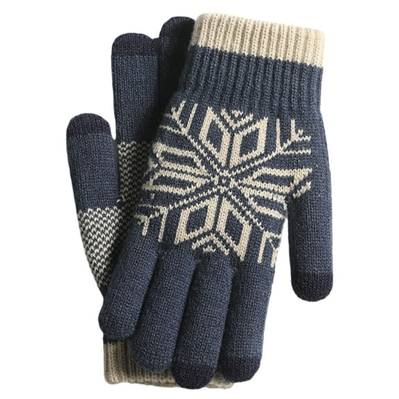 Womens Gloves for Cold Weather New Winter Velvet Thickened Warm Gloves Women's Gloves Outdoor Cold Proof Gloves Style B-92 Navy One Size