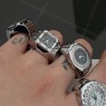 thumbnail image 2 of Reloj de dedo punk con correa elástica, mini relojes de aleación, anillos de pareja para mujeres y hombres, joyería vintage, reloj de cuarzo romano, anillos, 2 of 5