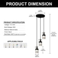 thumbnail image 5 of YANSUN 11.8 in Matte Black 3-Light Cluster Pendant Light, Farmhouse Industrial Hanging Lamp with Furnace Glass Shades, Adjustable Height for Dining Room, Kitchen Island, 5 of 8