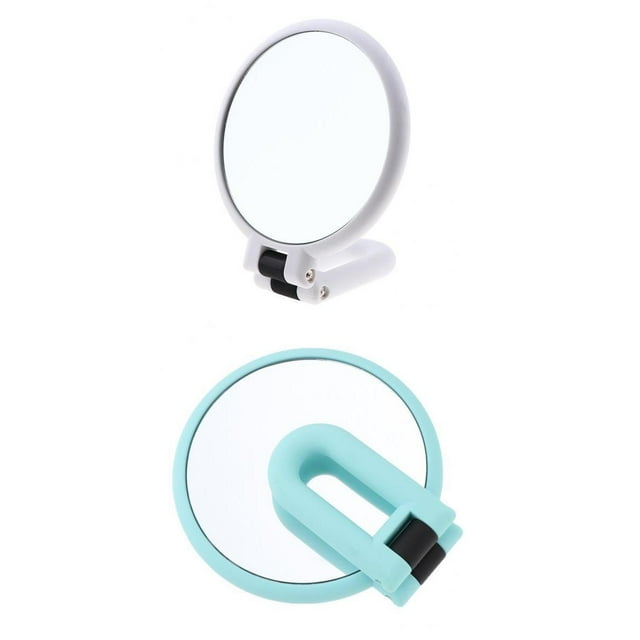 Espejos de Caras Normales Y de 15X de 2 Piezas, Espejos de Maquillaje Plegables con Soporte de Mano, Uso para Aplicaciones de Maquillaje, Jinwen Espejo plegable de maquillaje