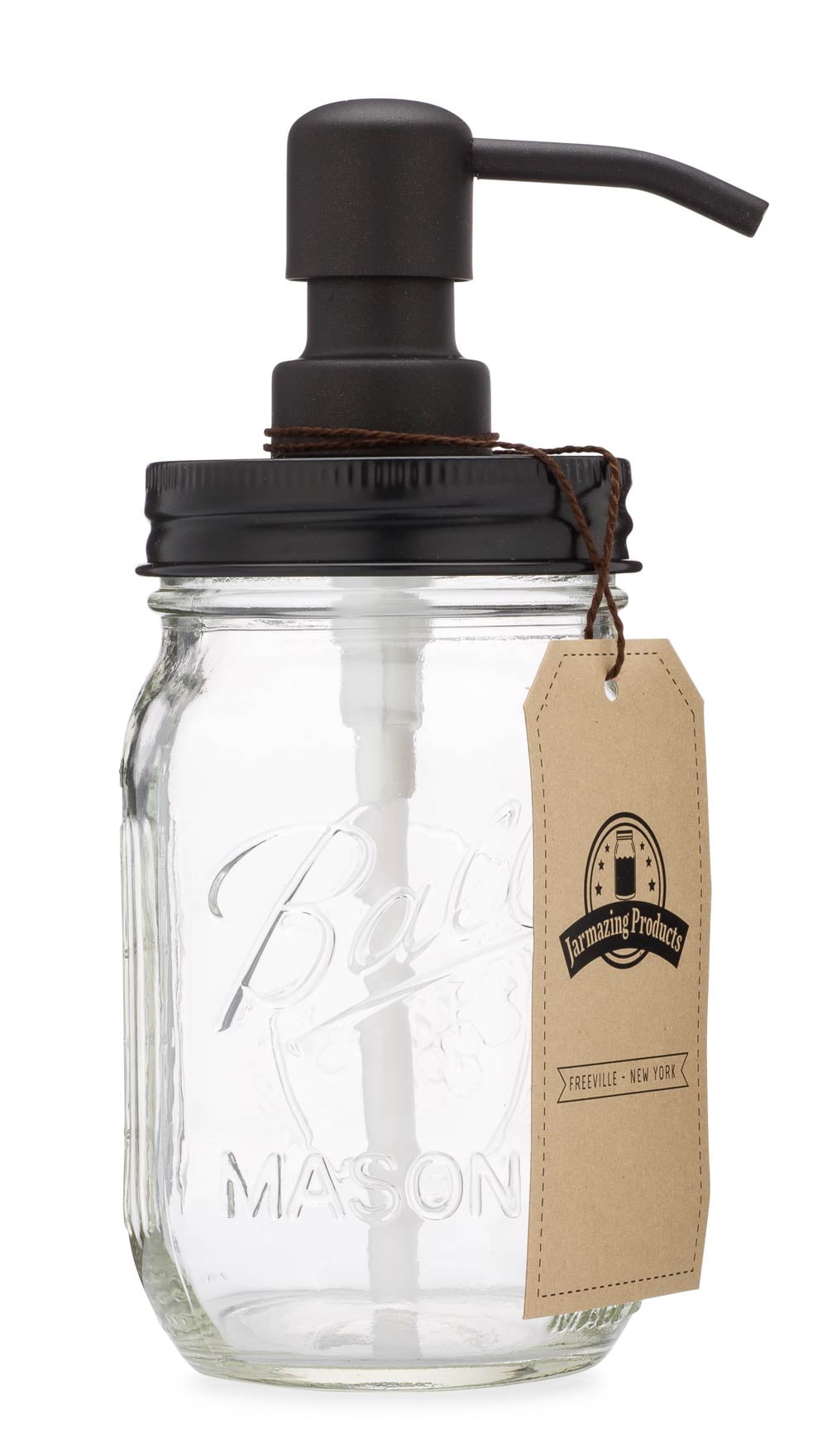Made from Rust Proof Stainless Steel with 16 Ounce Ball Mason Jar Jarmazing Products Mason Jar Soap Dispenser Black