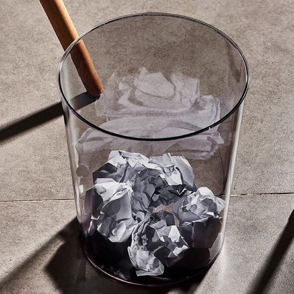 Large Capacity Trash Can PET Plastic | 12L Wastebasket Office Home | Clear Green Gray Orange | Durable Translucent Stylish Design | 27x22x22cm | Multi-Purpose Organizer