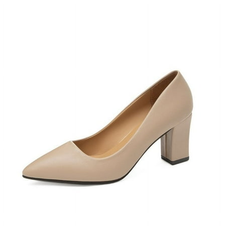 

New High Heel Shoes Pointed Shallow Patent Leather High Heels Fashion Elegant Shoes Women Thin Heel Platform Work Shoes Pumps Khaki 35