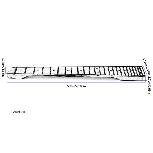 stanreset Headless Lightweight Neck Replacement Fingerboard Electric Guitar Fretboard Maple Handle Travel Music Instrument