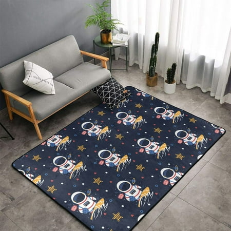 

Indoor Door Mat Astronaut Surfing Bedroom Rug & Carpets Entryway Rug Front Door Welcome Mat Non-Slip Long Bathroom Rugs Runner Washable Kitchen Mats for Floor
