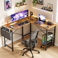 thumbnail image 3 of CONCETTA 49in Reversible L Shaped Computer Desk with Storage, Coner Desk with Wooden Desktop, CPU Stand and Side Bag for Home Office & Gaming, Rust Brown, 3 of 10