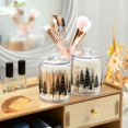 thumbnail image 3 of Yayeee 4 Pack Qtip Holder Bathroom Cotton Swab Canister with Lid Clear Dispenser Set, Hand Drawn Christmas Trees, 3 of 6