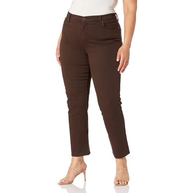 Pantalones Gloria Vanderbilt Amanda de Tiro Alto Ajustados color Café 6P