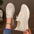 thumbnail image 5 of IEMIEMIEM Womens Mesh Sneakers Hollow Out Breathable Lace-up Non-Slip Walking Shoes Fashion Casual Tennis Shoes Lightweight Quick Dry Running Shoes Beige 5.5 Wide, 5 of 8