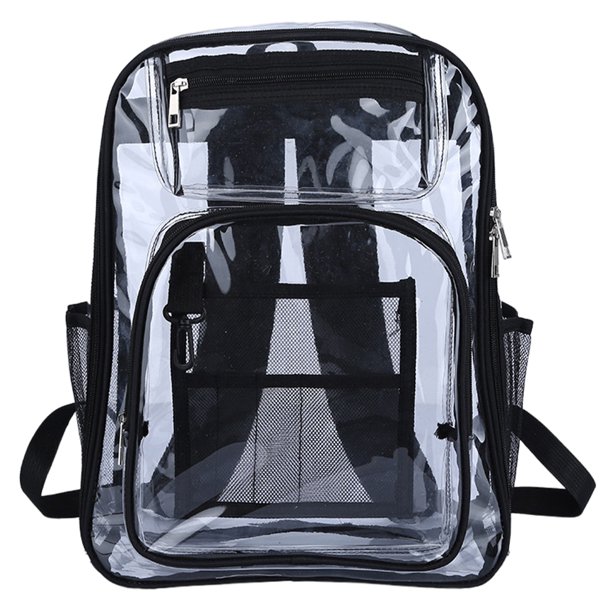 Mochila PVC Mochila escolar Transparente Ligero Color sólido Juego al aire libre (Negro)
