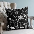 thumbnail image 4 of Pillow Covers 26x26 Set of 2, Black Wildflowers Throw Pillow Covers Decorative Couch Cushion Cover, Farmhouse Floral Botanical Leaves Microfiber Soft Square Pillowcases for Bedroom Living Room Sofa, 4 of 9