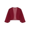 thumbnail image 6 of Rswnyirn Women Elegant 3/4 Sleeve Bolero Shrug Lightweight Solid Cropped Open Front Cardigan Shawl Burgundy XXL, 6 of 6