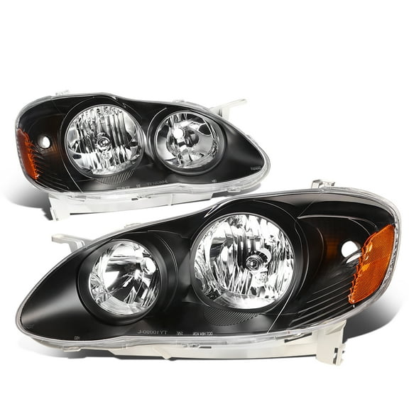 DNA Motoring For 03-08 Toyota Corolla Factory Style Black Amber Corner Headlight Lamps Pair