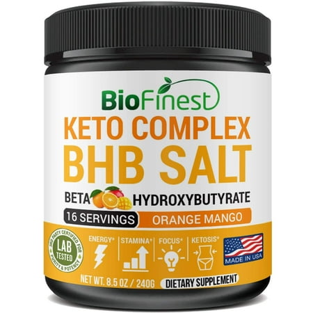 Biofinest BHB Salts Ketones (Orange Mango) - Exogenous Ketone Keto Complex - Beta-Hydroxybutyrates (Calcium, Sodium, Magnesium) - For Ketosis, Energy, Focus, Weight Loss