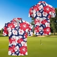 thumbnail image 3 of KUIFORTI Funny Couple Golf Shirts Couple Golf Matching Outfits Red Hibiscus Flower Quarter Zip Mens Hawaiian Shirt Suitable for Outdoor Sports Breathable Fabric Quick Dry, 3 of 5