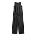 thumbnail image 4 of Karymi Summer Tops for Women 2026 Two Piece Outfit Set, Crew Neck Sleeveless Asymmetric Layered Tank Top, High Waist Wide Leg Pants with Pockets, 4 of 5