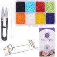thumbnail image 1 of Kit para tejer cuentas: 1600 cuentas de vidrio de 8 colores (tamaño 12/0), tijeras de acero, aguja de tejer e hilos para crear collares, pulseras y bisutería., 1 of 7
