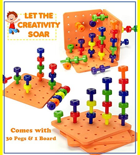 Stacking Peg Board Set Toy Montessori Occupational Therapy Early Learning