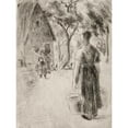 thumbnail image 2 of Camille Pissarro 12x14 Black Ornate Wood Framed Double Matted Museum Art Print Titled: Peasant with Buckets (1889), 2 of 5