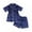Blue, variant on Summer Kids Girl Pure Color Imitate Silk Short Sleeve Blouse Pants Sleepwear Suit,4-10 Years