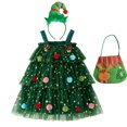 thumbnail image 3 of Christmas Kids Girls Sequin Stars Xmas Tree Dress Sleeveless Layered Tulle Tutu Dress Plush Ball Xmas New Year Party Clothes, 3 of 5