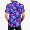 thumbnail image 3 of Balery blue Skull purple flower1 Printed Men’s Short Sleeve Polo Shirt, Midweight Men's Shirt,Golf Polo shirts -X-Large, 3 of 8