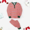 thumbnail image 3 of Odeerbi Christmas Pajamas For Family Men Adult Stripe Printed Top + Pants Matching Pajama Set Red, 3 of 8