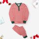 thumbnail image 2 of Conjunto de pijama a juego de la familia de Navidad con top + pantalones con estampado de rayas para adultos de Navidad para hombres Fridja  nalpqowj26190, 2 of 8