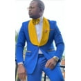 thumbnail image 1 of Royal Blue Tuxedo With Gold Lapel Jacket + Pants + Vest - Royal Suit, 1 of 1