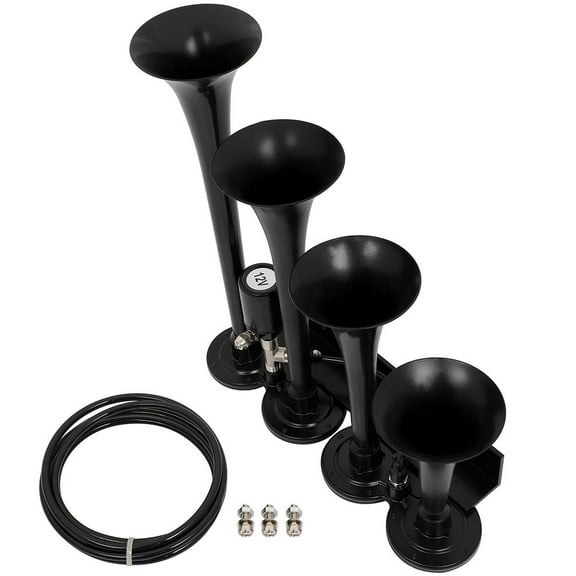 Air Horn Train Air Hornfor Any 12V Vehicles Trucks Lorrys Trains Boats Cars Vans Kit, 4 Trumpet Train Hornfor Vehicles, Electric Trains Horns Super Loud