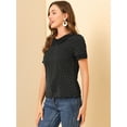thumbnail image 4 of DARING DIVA Women's Peter Pan Collar Polka Dots Short Sleeve Tops XS Black, 4 of 6