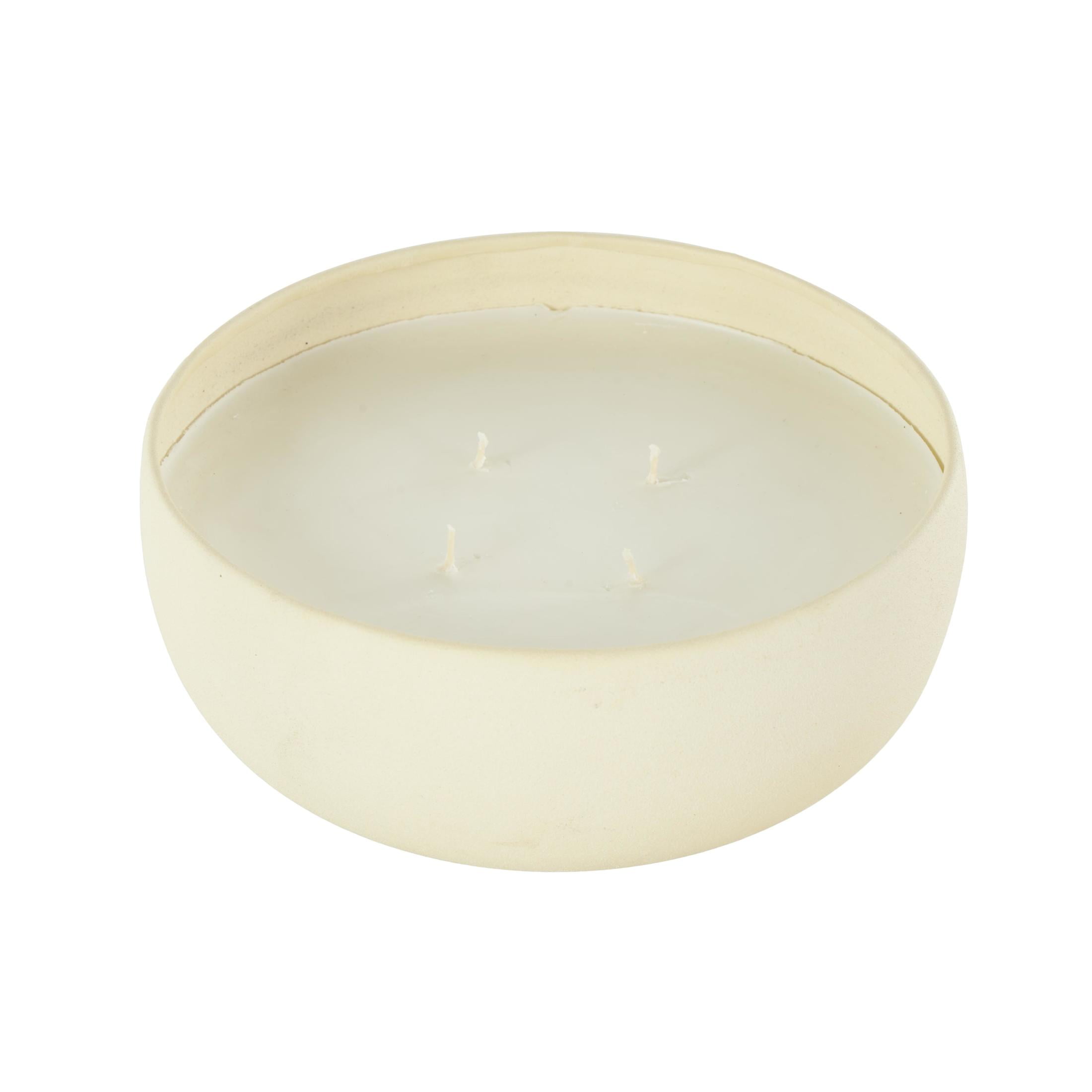 DecMode Cream Metal Floral Paradise Scented Textured 34oz 4 Wick Candle with White Wax
