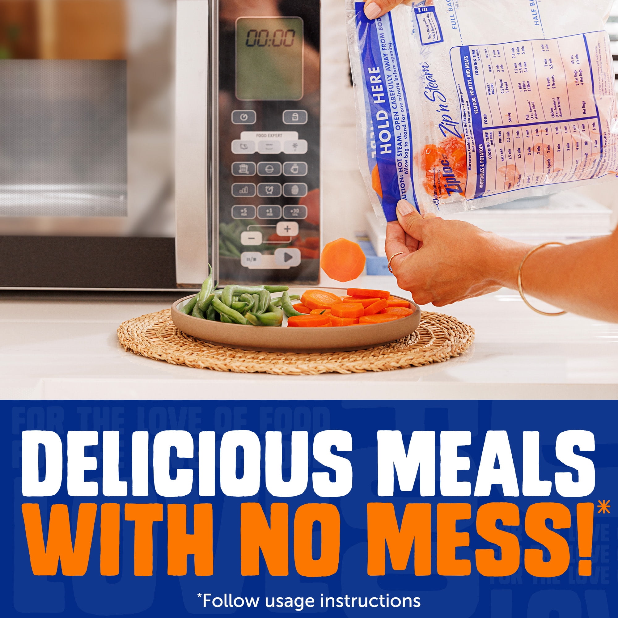 (12 pack) Ziploc® Zip'n Steam® Food Steamer Bags, 10 Count, Seal Top Closure