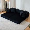 thumbnail image 5 of CQSXDA Foldable 59 Inch Corduroy Sofa Bed With Cylindrical Pillow And Fixed Frame For Living Room Or Bedroom Use, Black, 5 of 15