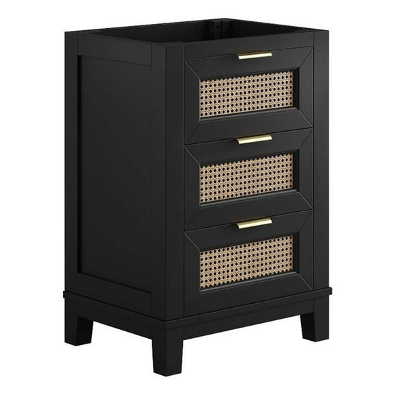 Modway Dixie 24" Solid Wood Bathroom Vanity Cabinet with Tapered Legs in Black