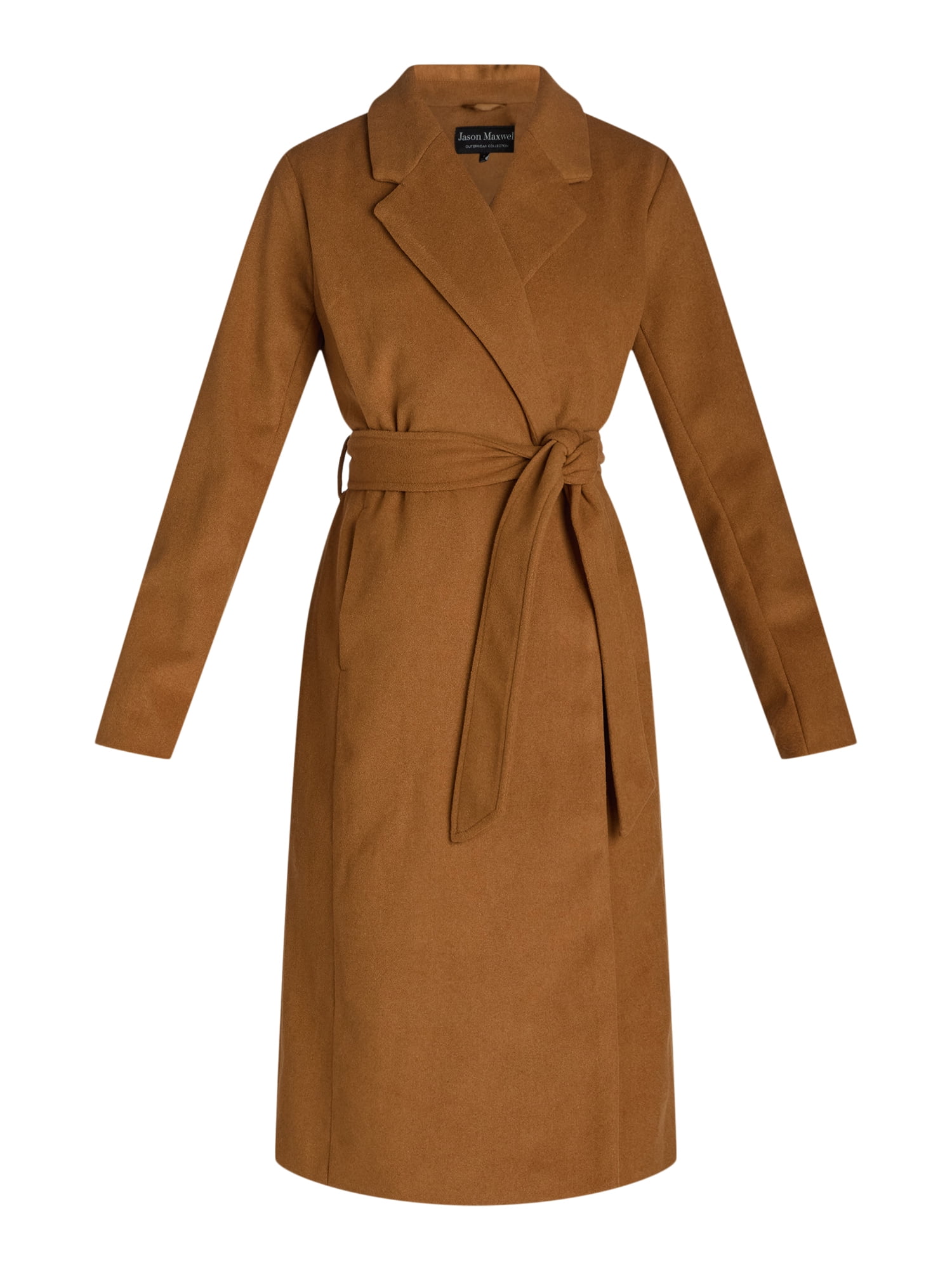 Jason Maxwell Women's and Women's Plus Long Coat with Tie Jason Maxwell Women's and Women's Plus Long Coat with Tie