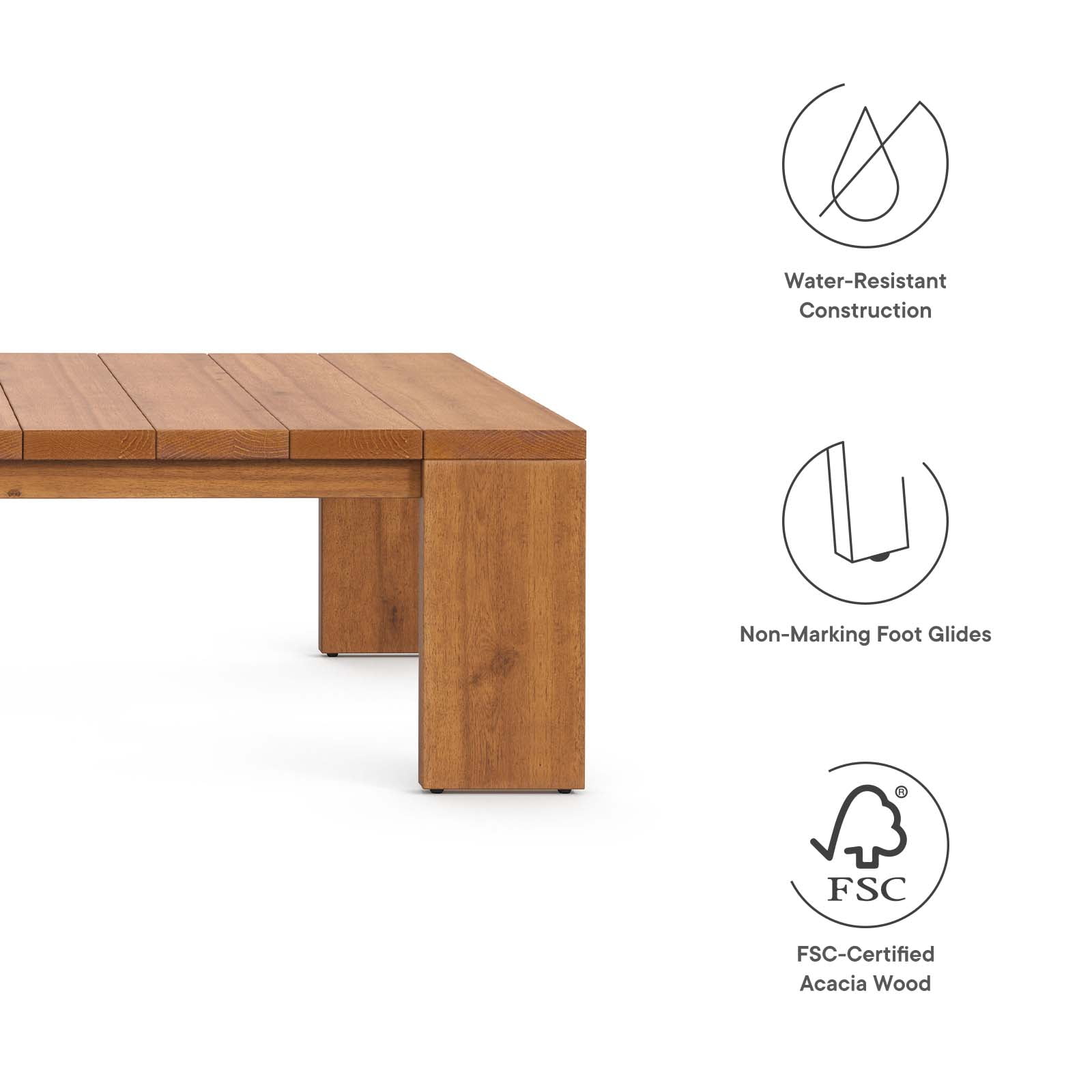 Tahoe Outdoor Patio Acacia Wood Coffee Table in Natural