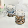 thumbnail image 2 of Yayeee 4 Pack Qtip Holder Bathroom Cotton Swab Canister with Lid Clear Dispenser Set, Winter Village, 2 of 6