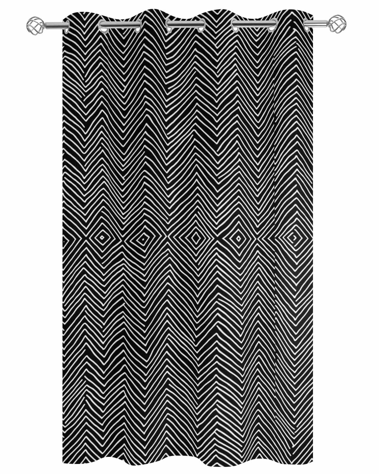 Black White Stripe Outdoor Curtains for Patio, Modern Abstract Art Moire Striped Privacy Drapes Grommet Waterproof Outside Curtains for Porch/Cabana/Balcony 54"x 108", 1 Panel