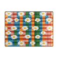 thumbnail image 5 of Yayeee Area Rugs for Living Room 5.2'x4' Non Slip Washable Bedroom Floor Carpet, Green Checkered Daisy, 5 of 5