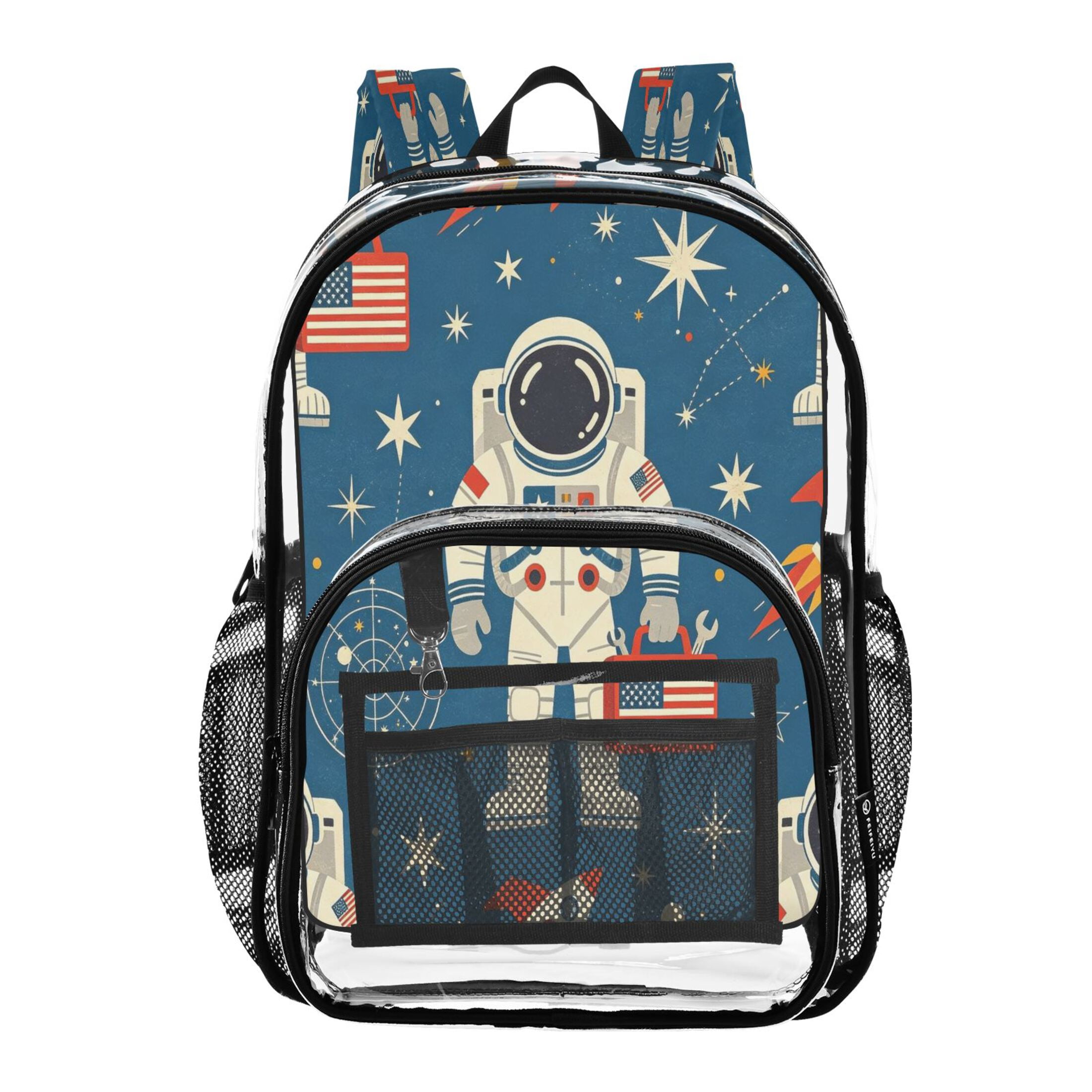 Iauyy Clear Backpack Heavy Duty PVC Transparent Backpack for College Workplace, Astro Tool