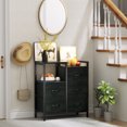 thumbnail image 3 of Satifur Nightstand for Bedroom, 3 Tier Wide Dresser with 5 Fabric Drawers, Wood Top and Metal Frame, Black Oak, 3 of 9