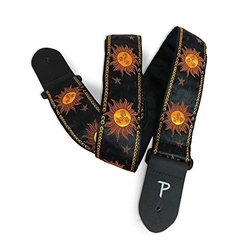 black and yellow guitar strap
