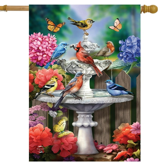 Briarwood Lane Spring Bath Birds House Flag