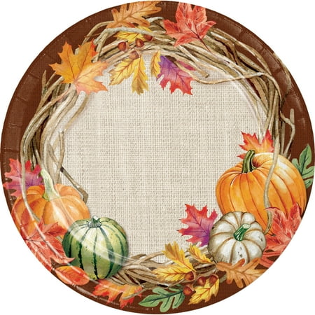 Harvest Wreath Paper Plates, 24 count - Walmart.com