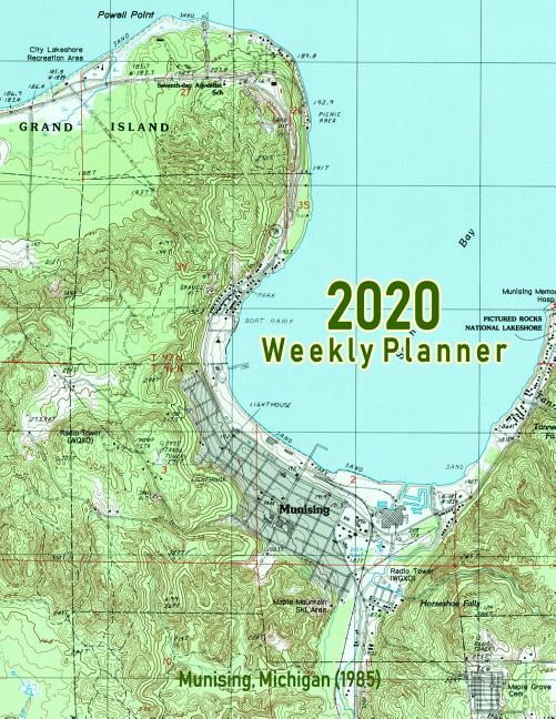 2020 Weekly Planner Munising, Michigan (1985) Vintage Topo Map Cover