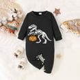 thumbnail image 2 of WERYOUNG Girls Boys Onesie Cute Cartoon Pumpkin Letter Printed Round Neck Long Sleeve Halloween Jumpsuit Girls Sweet Outing One-Pieces,Black,9-12 Months, 2 of 8