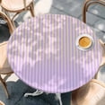 thumbnail image 2 of Yellow Pink Stripe Round Tablecloth, Fitted Table Cover with Elastic for 55"-60" Round Tables, Vertical Striped Gradient Geometric Table Cloth Outdoor Indoor Dinning Party Waterproof Tablecloths, 2 of 7
