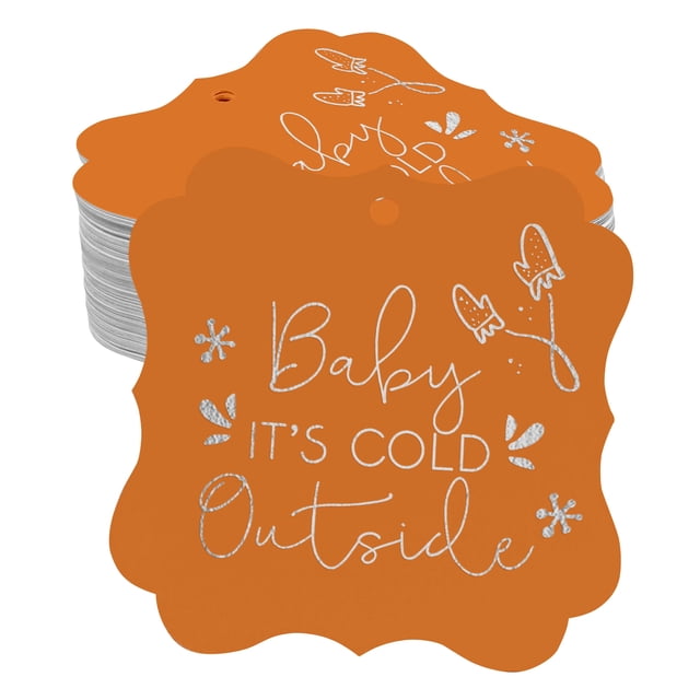 Inkdotpot Étiquette de Biberon pour Bébé "It's Cold Outside" en Argent Véritable, Forme de Support, Lot de 50